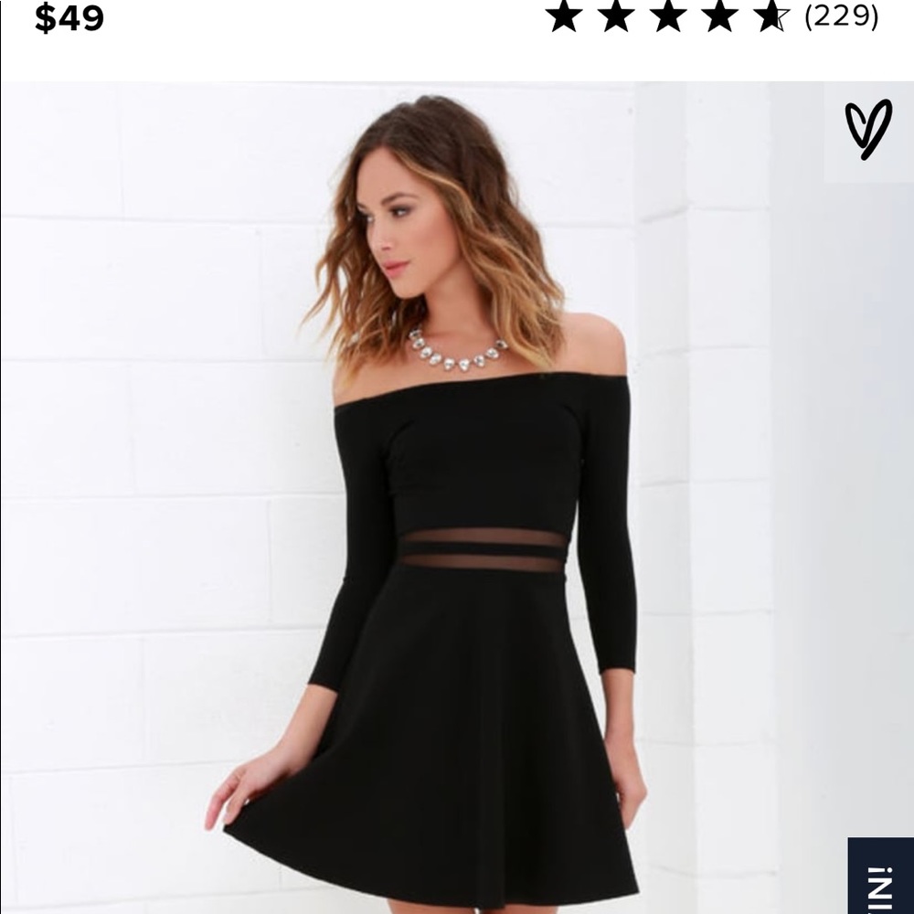 Lulu’s NWOT top rated OTS black skater dress